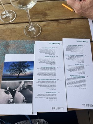 The view and wine tasting pamphlet.