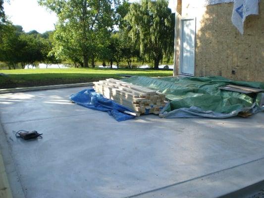 Old garage torn down new footings poured with new slab