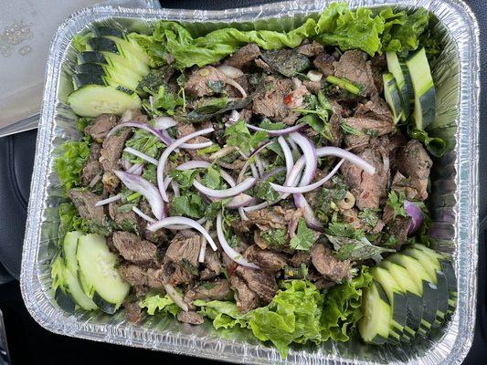 1/2 order party trays of beef salad Nam Tok