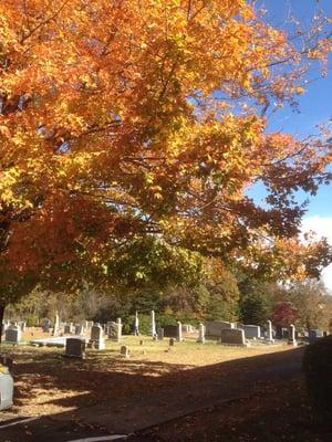 Great history here with the old cemetery and beautiful tree showing it's fall colors.