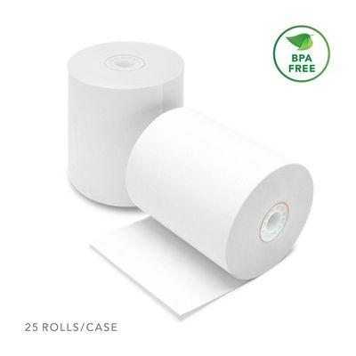 Thermal paper receipt rolls in 3 1/8" x 230' for POS registers and cashiers