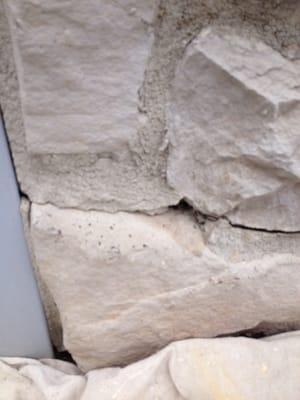 Repaired cracks in deco stone.