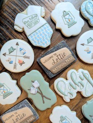 National Park themed baby shower cookies