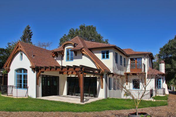 New home in Los Altos, California, inspired by the chateaux and farmhouses of medieval France.