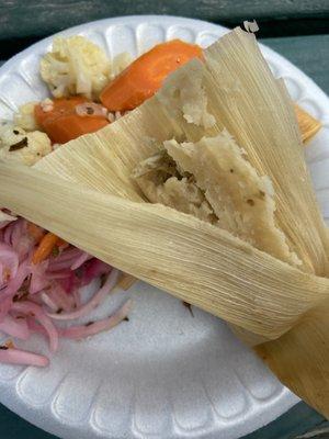 Chicken tamales. A little dry