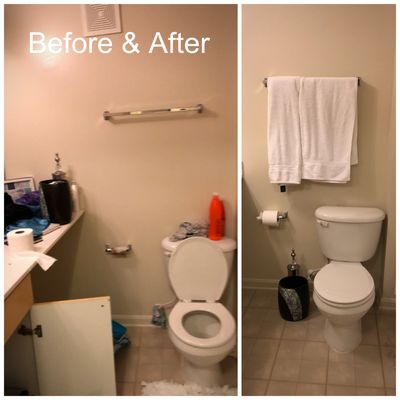 Bathroom before and after . Customer was very pleased let's take cleaning off of  your to do list. Call now