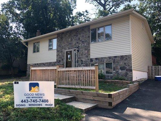 New vinyl siding installed. Making the house a brand new look!