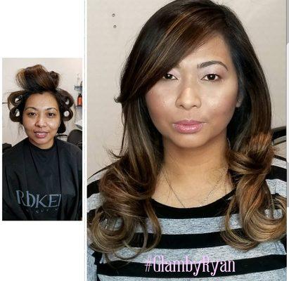 Color, cut, Blowout. Makeup