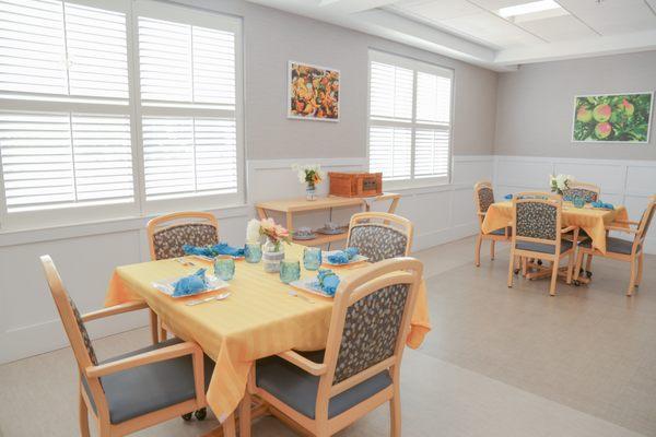 Dining area in memory care unit