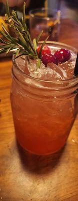 Cranberry rosemary whiskey sour