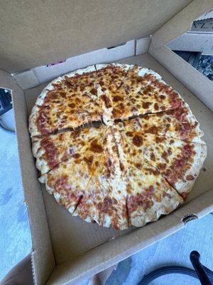 Cheese pizza - I moved two pizzas together but you get the point