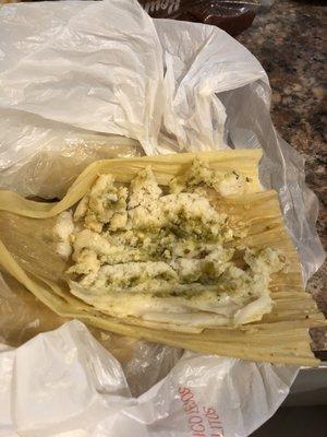 Green chile tamales with no meat