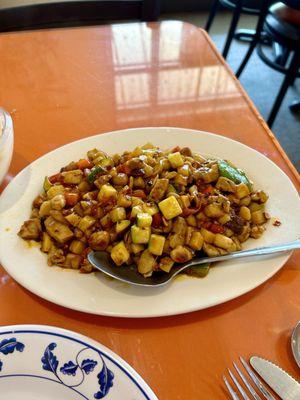 Kung Pao chicken, extra spicy by request