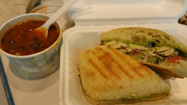 Italian Chicken panini and a vegan veggie soup