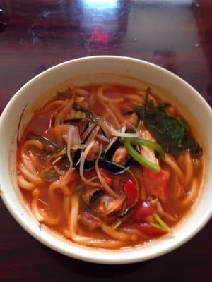 Spicy seafood Udon soup.  This is a MUST try, all that seafood made to soup all for $7.99