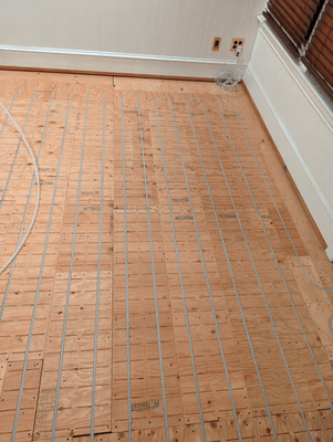 Tubing grid (underneath hardwood floor)