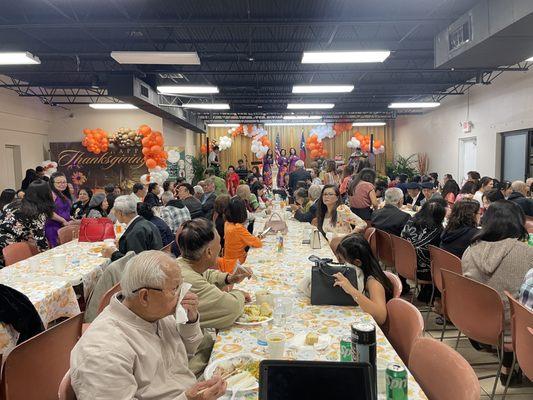 Inside the Vietnamese Community Center during their Thanksgiving dinner