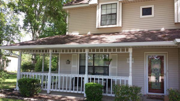 Second of four photos of a stunning 5" Lo Gloss White gutter install in Crosby.