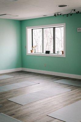 Inside the yoga studio