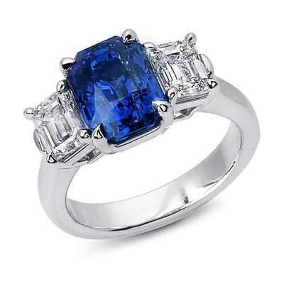 Platinum Sapphire and Diamond Ring