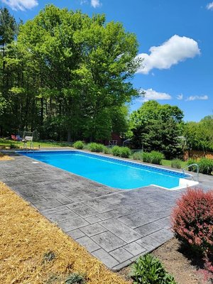 New stamped concrete pool deck