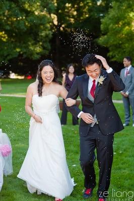 Rice throwing after they're pronounced husband and wife.