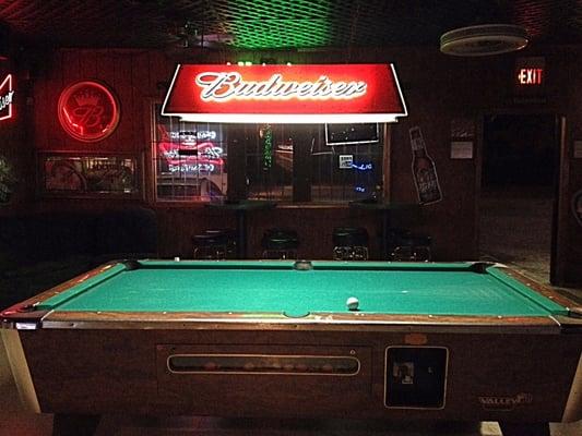 Pool table at On The Rocks bar.