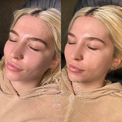 Before and after microblading