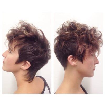 Funky short hair cut with asemetrical touches