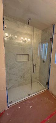 Shower door install at home 2