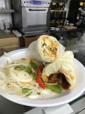 Our new wrap!  , Tandoori tikka wrap wrapped in fresh Naan!!! Freshly made inside and out .