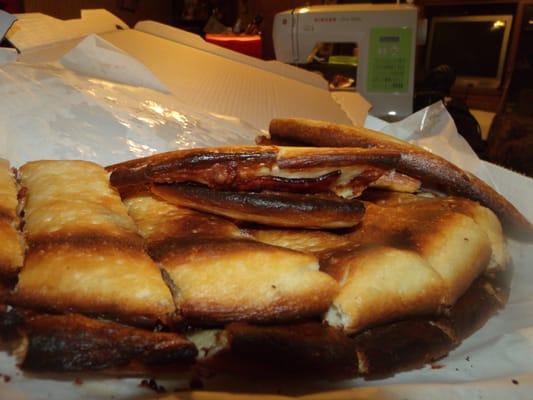 YUCK! BURNT CALZONE! UNEATABLE ! At pizza rama greensprings, ohio