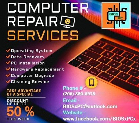 Computer Repair - Operating systems, data recovery, PC installation, Hardware Replacement, Computer upgrade, cleaning services, & much more