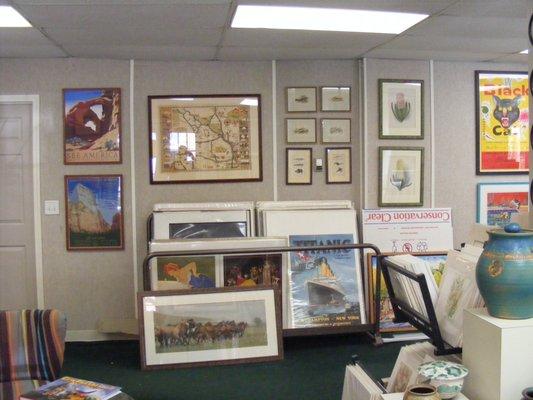 A historic JC Nichols Country Club district map, antique  botanicals, National Parks posters..we have a little of everything!