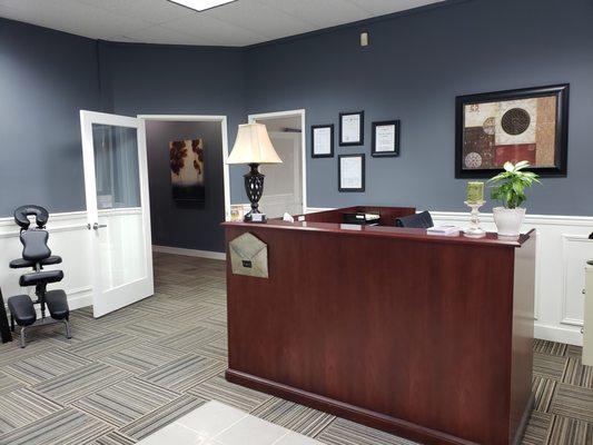 Our reception office is very welcoming. We have spaced out seating and water for all patients.