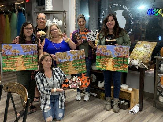 This fun group of friends welcomed Fall with a creative night out at Create Escape Studio.