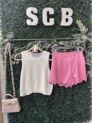 Linen Blend Pink Shorts