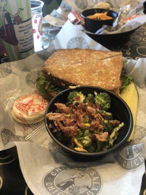 Pimento cheese BLT with broccoli salad