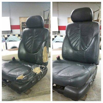 Before and after of a seat reapir