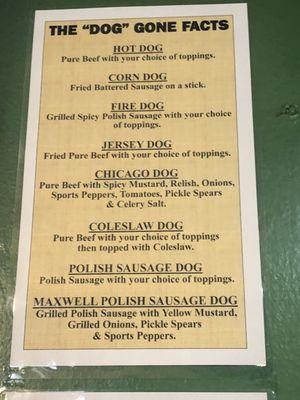 Styles of Hot Dogs served....