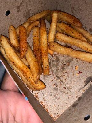 Heavenly seasoned fries. Fell out in bag