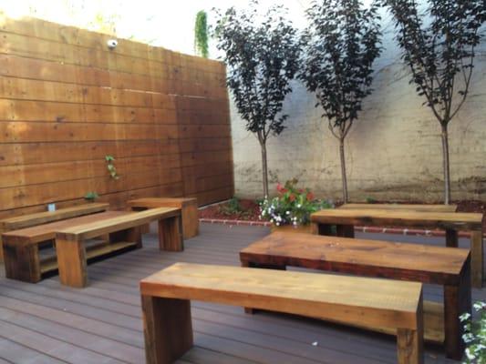 Outdoor deck at Gossip Coffee. Great summer hangout space!