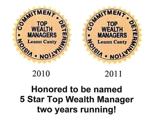 Leann Canty was named Top Wealth Manager 2 years running!