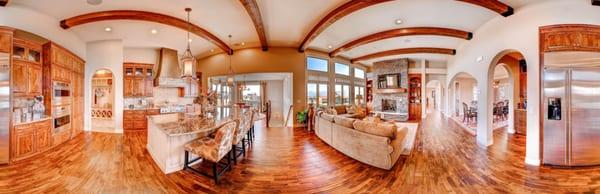 Open kitchen and living room floor plan - www.copperleafhomes.com