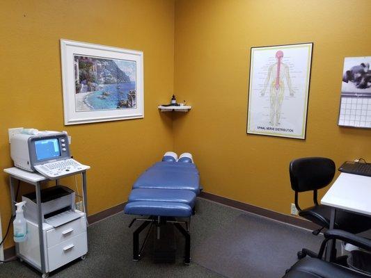 We provide Physical Medicine services. This is one of our medical treatment rooms.