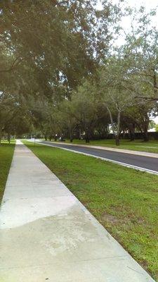 Wide sidewalks in front of the park for bikes, pets, etc.