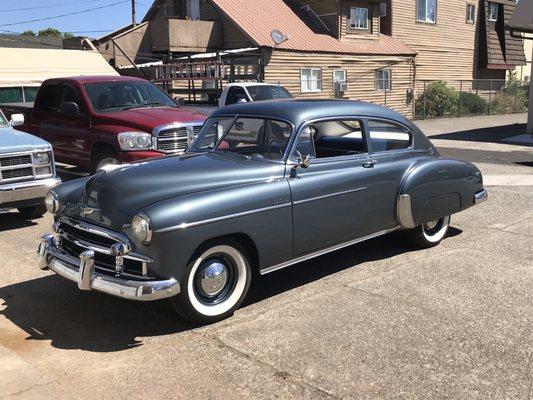 1950 Chevy Fleetline dual muffler install.