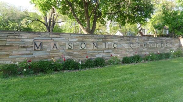 Cemetery entrance sign