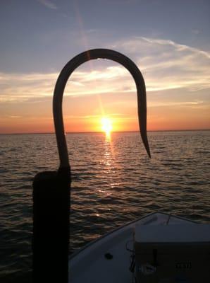 Handmade bamboo gaff in the Florida sunset.