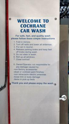 The sign / disclaimer which doesn't include the damage that happened to my vehicle!